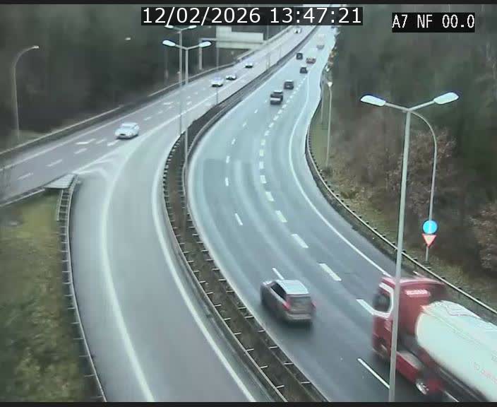 Caméra autoroute Luxembourg A7 - Echangeur A1/A7 Grünewald direction Tunnel Stafelter