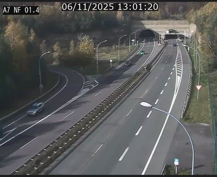 Caméra autoroute Luxembourg A7 - Echangeur Waldhaff - direction Tunnel Stafelter
