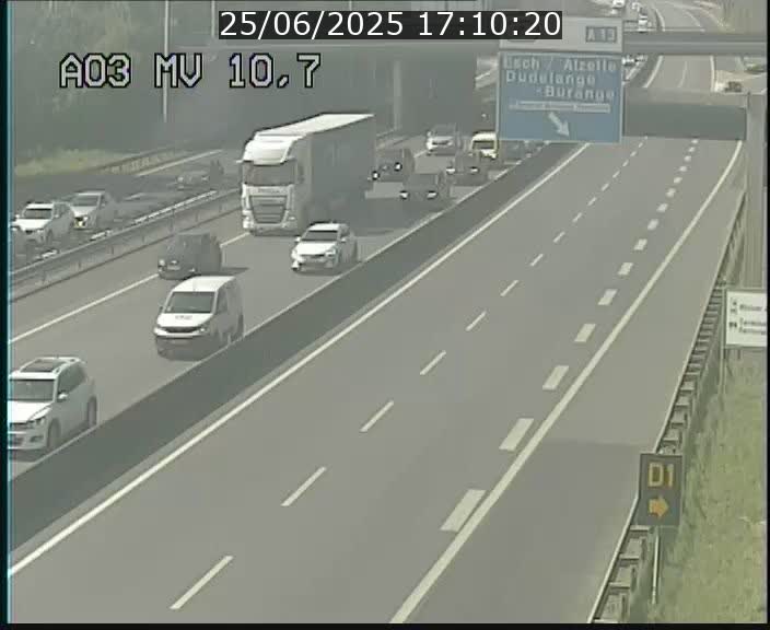 Traffic live webcam Luxembourg Croix de Bettembourg - A3 - BK 10.7 - direction France