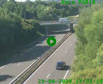 Caméra routière sur l'autoroute A20 au nord de Limoges, à la jonction avec la N520. Vue orientée vers Paris