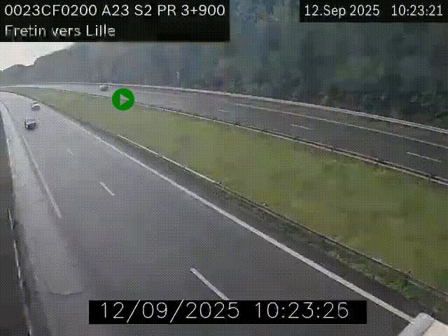 Webcam autoroute A23 à hauteur de Fretin. Vue orientée vers Lille