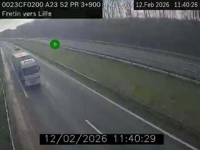 Webcam autoroute A23 à hauteur de Fretin. Vue orientée vers Lille
