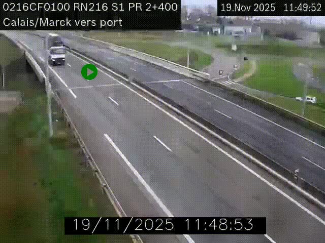 Webcam à Calais sur A216 (N216) en direction du port (harbour) de Calais.