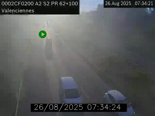 Webcam autoroute A2 à Valenciennes. Vue orientée vers Maubeuge et Mons (Belgique)