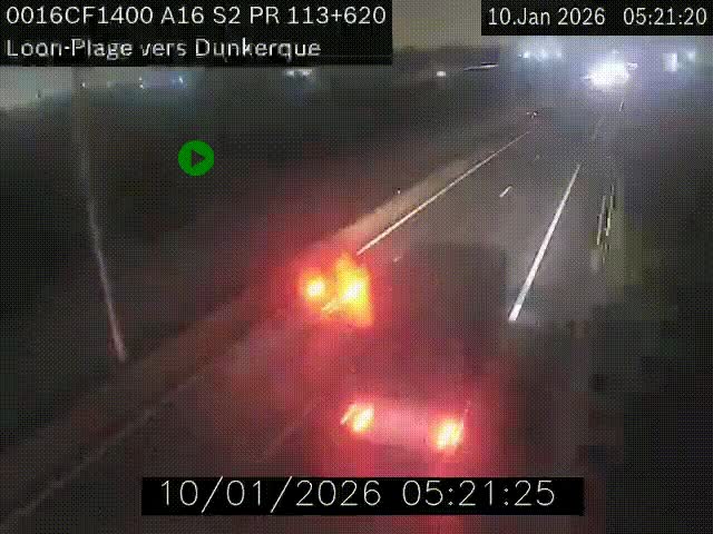 Webcam autoroute A16 à hauteur de Loon-Plage. Vue orientée vers Dunkerque et la Belgique.