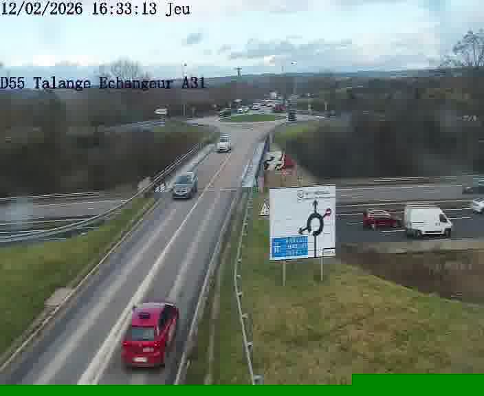 Webcam sur la D55 à Talange au niveau du pont surplombant l'A31 (sens droite-gauche vers Luxembourg). Vue orientée vers Ay-sur-Moselle.