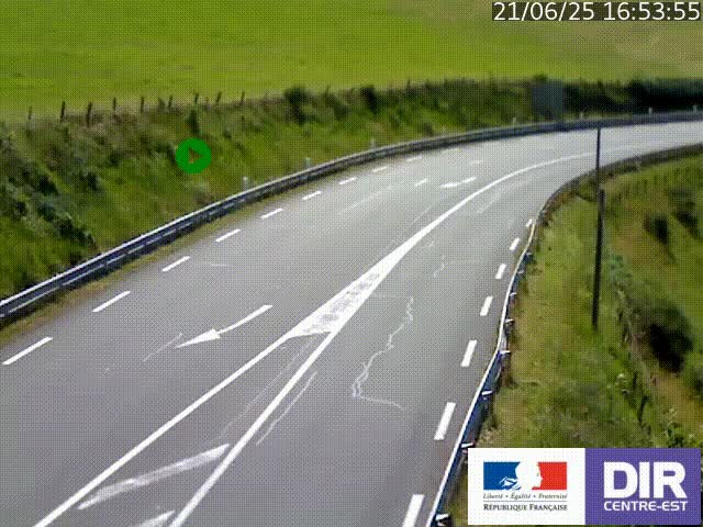 Webcam sur le col Pin Bouchain, vue orientée vers Roanne, en provenance de Lyon sur la nationale 7 (N7)