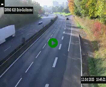 Webcam routière à hauteur de Bois-Guillaume en périphérie de Rouen. Vue orientée vers Rouen