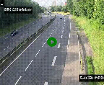 Webcam routière à hauteur de Bois-Guillaume en périphérie de Rouen. Vue orientée vers Rouen