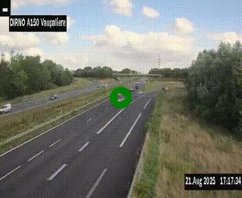 Webcam autoroute A150 à hauteur de La Vaupalière en périphérie de Rouen. Vue orientée vers Rouen