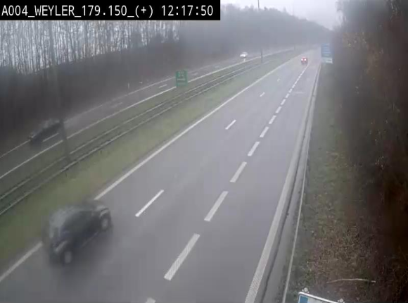 Webcam entre la sortie Arlon et la sortie Weyler sur l'E411. Vue orientée vers Luxembourg