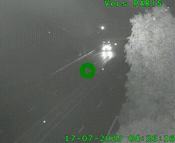 Caméra routière sur l'autoroute A20 au nord de Limoges, à la jonction avec la N520. Vue orientée vers Paris