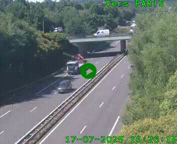 Caméra routière sur l'autoroute A20 au nord de Limoges, à la jonction avec la N520. Vue orientée vers Paris