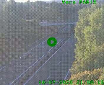 Caméra routière sur l'autoroute A20 au nord de Limoges, à la jonction avec la N520. Vue orientée vers Paris