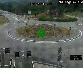 Webcam au nord d'Ax-les-Thermes au niveau de l'aire de chaînage de la N20. Vue orientée vers les Pyrénées, en direction de Pas de la Case