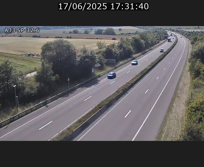 Webcam info trafic A13 à hauteur de Mondorf-les-bains. Vue orientée vers Altwies