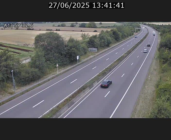 Webcam info trafic A13 à hauteur de Mondorf-les-bains. Vue orientée vers Altwies