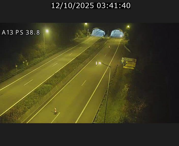 Webcam autoroute A13 à l'entrée ouest du tunnel Markusbierg à Schengen. Vue orientée vers Mondorf-les-Bains