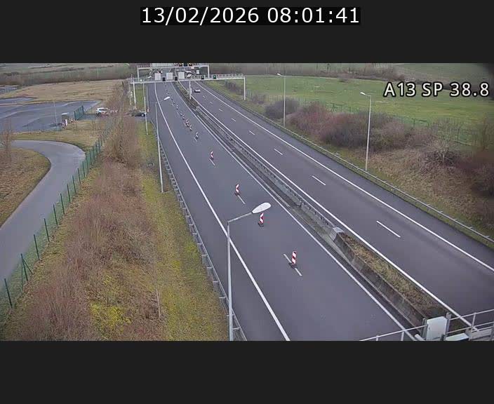 Webcam autoroute A13 à l'entrée ouest du tunnel Markusbierg à Schengen. Vue orientée vers le tunnel et l'Allemagne