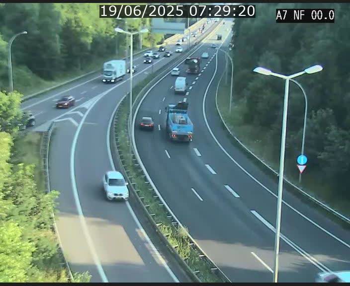 Caméra autoroute Luxembourg A7 - Echangeur A1/A7 Grünewald direction Tunnel Stafelter