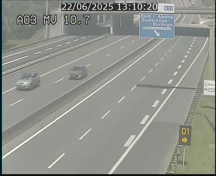 Traffic live webcam Luxembourg Croix de Bettembourg - A3 - BK 10.7 - direction France