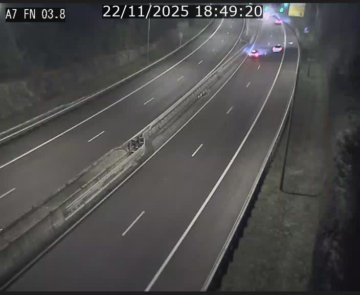 Caméra autoroute Luxembourg A7 - Passage à gibier Rëngelbour - direction Tunnel Stafelter