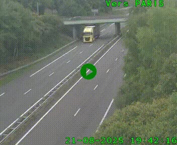 Caméra routière sur l'autoroute A20 au nord de Limoges, à la jonction avec la N520. Vue orientée vers Paris