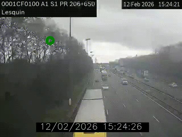 Webcam autoroute A1 à hauteur de Lesquin. Vue orientée vers Lille