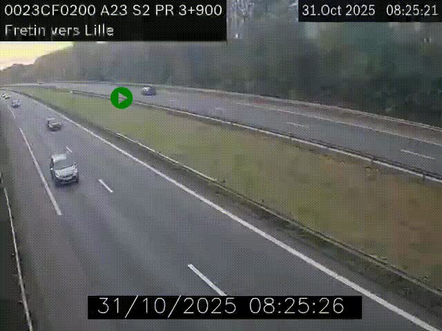 Webcam autoroute A23 à hauteur de Fretin. Vue orientée vers Lille