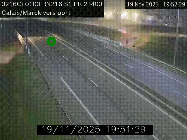 Webcam à Calais sur A216 (N216) en direction du port (harbour) de Calais.