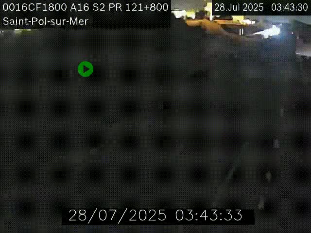Webcam autoroute A16 à proximité de Dunkerque, à hauteur de la sortie Saint-Pol-sur-Mer. Vue orientée vers Calais