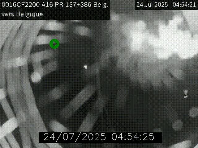 Webcam à la frontière franco-belge au niveau de Bray-Dunes/De-Panne sur l'autoroute A16. Vue orientée vers la Belgique