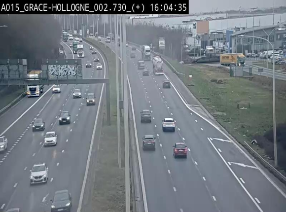Webcam E42/A15 à Grâce-Hollogne, à proximité de la jonction avec l'A604. Vue orientée vers Namur