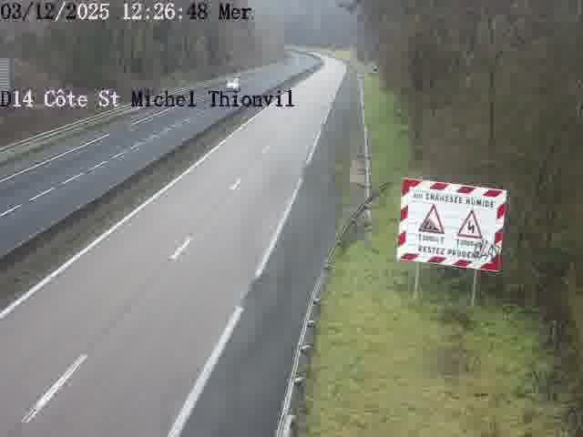 Webcam sur la D14, dans la côte Saint-Michel. Vue orientée vers Thionville