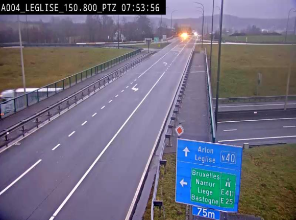 Webcam au-dessus de l'E411 sur la N40. Vue orientée vers Léglise en provenance de Neufchâteau