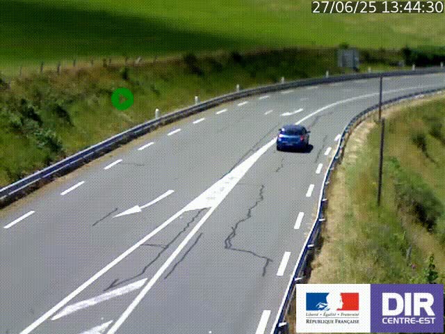 Webcam sur le col Pin Bouchain, vue orientée vers Roanne, en provenance de Lyon sur la nationale 7 (N7)