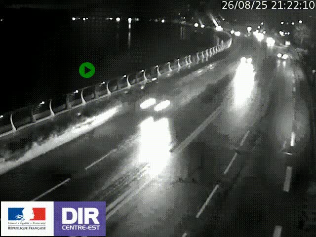Webcam sur le quai Parjot à Vienne, aux Portes de Lyon, sur la Nationale 7, à la jonction avec le boulevard du Rhône-nord (D1407), caméra orientée vers Lyon