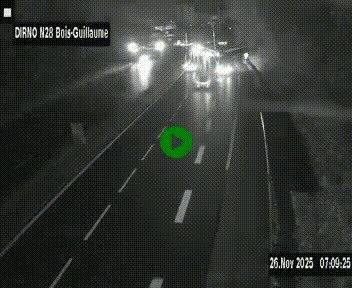 Webcam routière à hauteur de Bois-Guillaume en périphérie de Rouen. Vue orientée vers Rouen