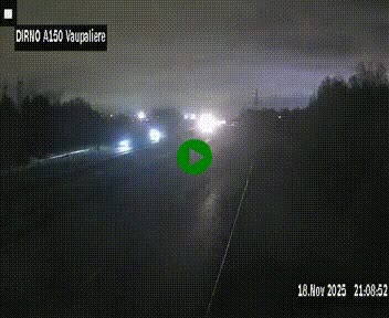 Webcam autoroute A150 à hauteur de La Vaupalière en périphérie de Rouen. Vue orientée vers Rouen