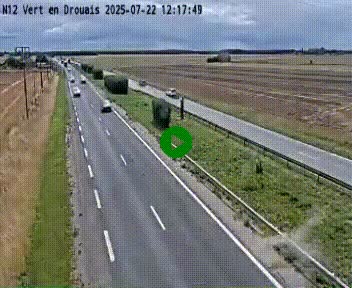 Webcam à hauteur de Vert-en-Drouais sur la N12, en périphérie de Dreux. Vue orientée vers Alençon
