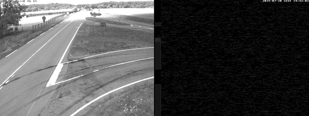 Webcam à Bellefontaine dans les Vosges à 552 mètres d'altitude sur la D63, à la jonction avec la D20A