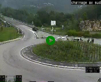 Webcam au nord d'Ax-les-Thermes au niveau de l'aire de chaînage de la N20. Vue orientée vers les Pyrénées, en direction de Pas de la Case