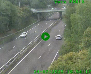 Caméra routière sur l'autoroute A20 au nord de Limoges, à la jonction avec la N520. Vue orientée vers Paris
