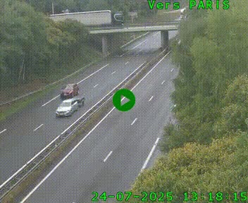 Caméra routière sur l'autoroute A20 au nord de Limoges, à la jonction avec la N520. Vue orientée vers Paris