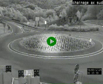 Webcam au nord d'Ax-les-Thermes au niveau de l'aire de chaînage de la N20. Vue orientée vers les Pyrénées, en direction de Pas de la Case