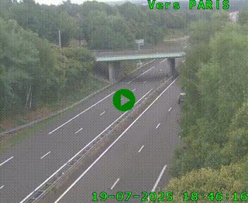 Caméra routière sur l'autoroute A20 au nord de Limoges, à la jonction avec la N520. Vue orientée vers Paris