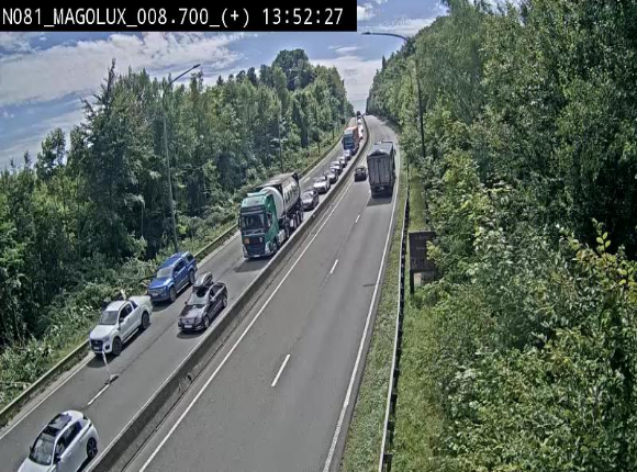 Webcam sur la N81 (E411) à hauteur de la jonction avec la N883. Vue orientée vers Longwy