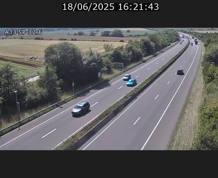 Webcam info trafic A13 à hauteur de Mondorf-les-bains. Vue orientée vers Altwies