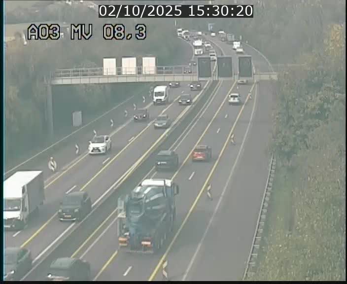 Webcam Autoroute après la Croix de Bettembourg en direction de Luxembourg sur l'A3