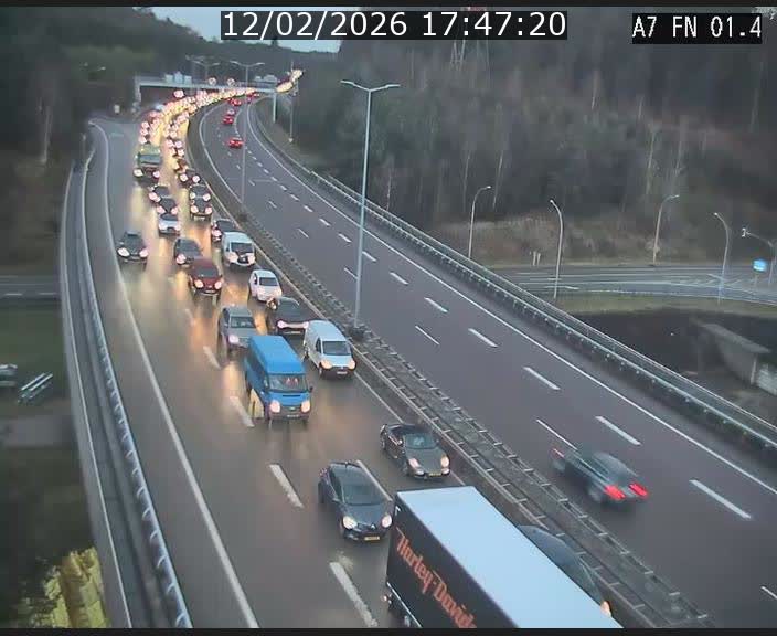 Caméra autoroute Luxembourg A7 - Tunnel Stafelter - direction Echangeur Grünewald